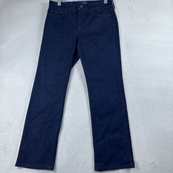 NYDJ Marilyn Straight Jeans Women's Size 8 Dark Wash Mid Rise Denim Blue - Picture 1 of 11